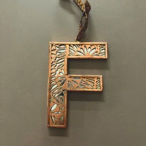 Letter F mirrored ornament from Anthropologie